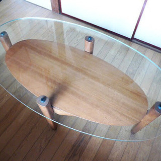 6月限定　マルニのオーバル型　ガラス天板　センターテーブル 