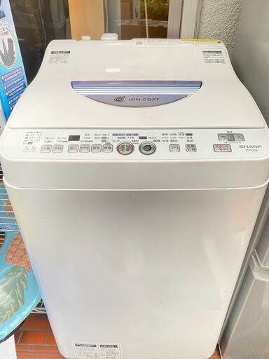SHARP 乾燥機能つき 洗濯機 5.5kg AG+ 穴無しステンレス槽 ES-TG55L ★買取帝国 志木店