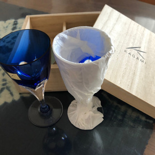 カガミクリスタル　ロイヤルブルー　ペアワイングラス
