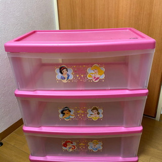 【ネット決済】ディズニープリンセス 衣装ケース(3段) ピンク