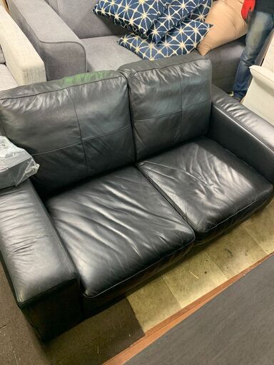 【成約済】黒革ソファ　IKEA