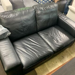 【成約済】黒革ソファ　IKEA　