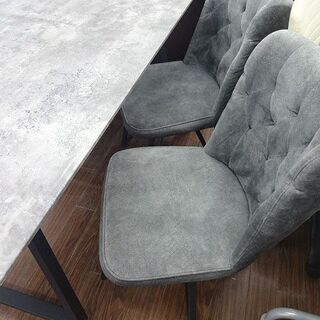 札幌 引き取り モルタル調天板 大型ダイニングセット イス付き 食卓テーブル グレー