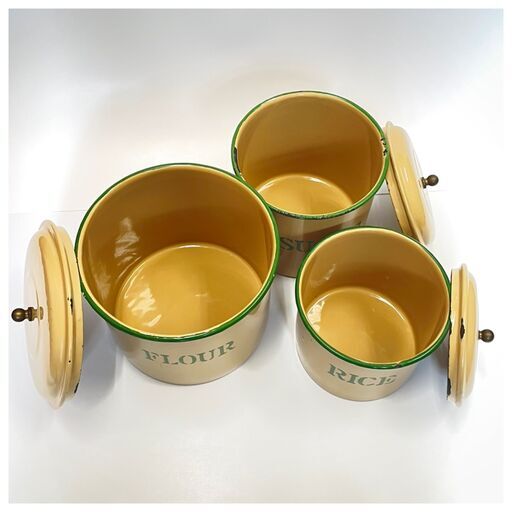 ホーロー　3個セット　物入　アンティーク　レトロ　キッチン ホーロー 3個セット 物入 アンティーク レトロ キッチン