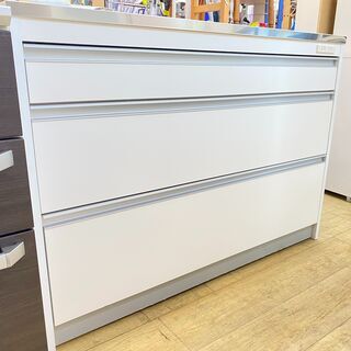 ステンレス天板 キッチンカウンター コンセント付 幅120cm 引き出し 