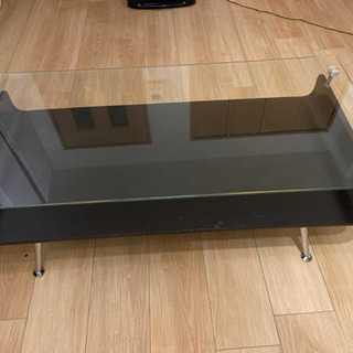ガラステーブル ローテーブル センターテーブル 棚板付き 黒