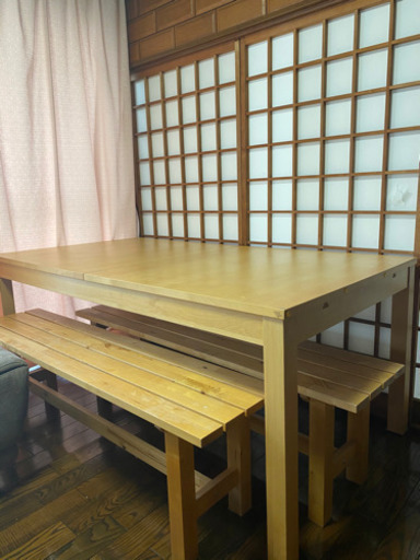 伸縮自在・ダイニングテーブルセット（170×95 高さ73cm）※直接、お 