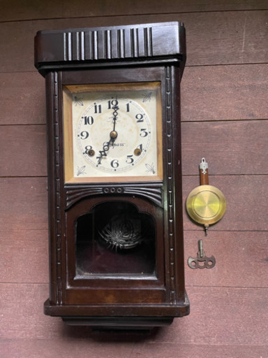 アンティーク 壁掛け 振り子 時計 昭和レトロ ゼンマイ 文字盤 掛時計