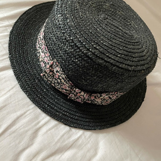 （12）【帽子】ブラック　花柄リボン