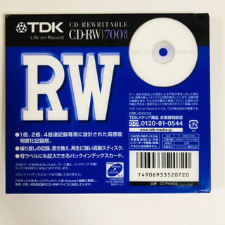 【新品】TDK CD-RW 700MB(1枚入)
