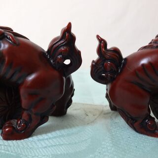 ☆伝統工芸 狛犬 玉乗り獅子 対セット シーサー 縁起物 開運 魔除け