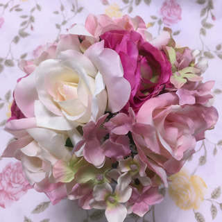 【ネット決済】造花　花束　ピンク　バラ