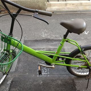 ミニベロ自転車 20インチ カゴ 付き 緑 配達可能