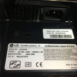 100円　LG Flatron L227WTG-PF (ジャンク）