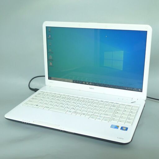 送料無料 ホワイト色 ノートパソコン 中古動作良品 Windows10 15.6型 NEC PC-LS550AS6W Core i3 4GB 500G DVDRW 無線LAN Wi-Fi LibreOffice
