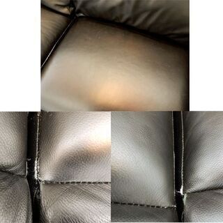 札幌市/清田区 3P電動リクライニングソファ 3人掛け 合皮 黒 ブラック