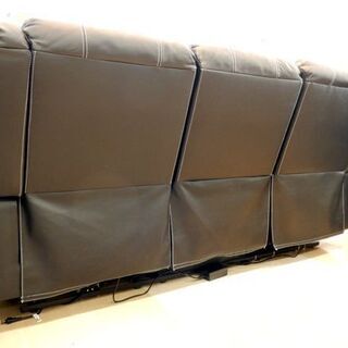 札幌市/清田区 3P電動リクライニングソファ 3人掛け 合皮 黒 ブラック