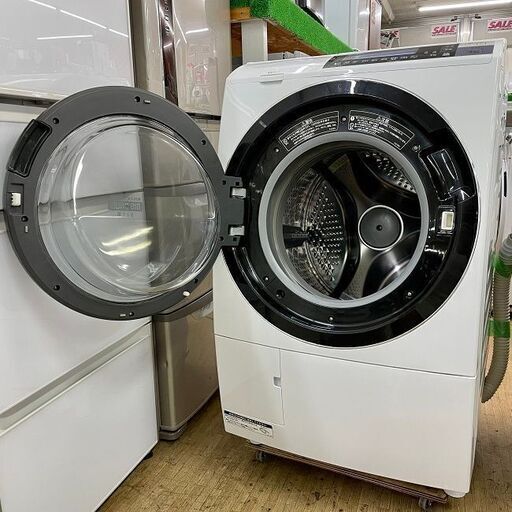 美品【 HITACHI 】日立 洗濯10.0kg/乾燥6.0kg ドラム式洗濯機 ヒートリサイクル風アイロン ビッグドラム BD-S8700L