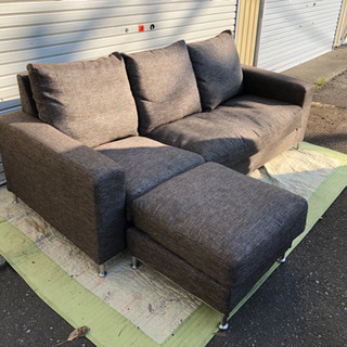 美品 ニトリ 3人掛けソファ オットマン付き