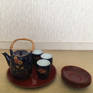 香蘭社茶器セット(茶托、お盆付き)