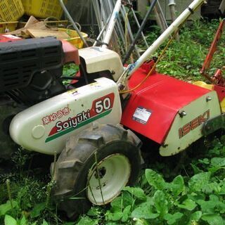 家庭菜園、イセキミニ耕運機KG50型、うね立て機付けます、完動品