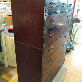 愛品館市原店】民芸調7段チェスト 【管理IWK017770-104】