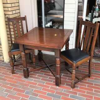 【ドローリーフ】◆ダイニングテーブル◇椅子セット売り可◇◆ヴィンテージ 英国 ヴィンテージ ドローリーフテーブル ＆ ダイニングチェア 3