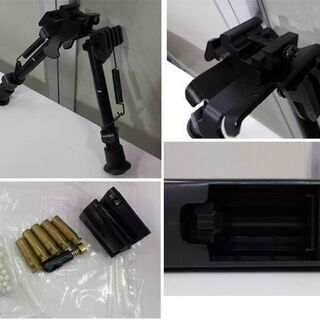 ASGK 型番不明 エアガン 全長110cm ライフル バイポッド付き 黒 現状品