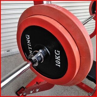 状態良好 FIGHTING ROAD/ファイティングロード プレスベンチ－ＴＲＵＳＴ+セーフティーラック TRUST＋バーベルシャフト 1本+ラバープレート70Kg 手渡し希望/自社配送可能（配送エリアについてお問い合わせください）