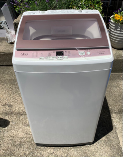 2017年製　7.0kg  アクア　AQUA 全自動洗濯機　ピンク 洗濯機　最後の写真カビあり