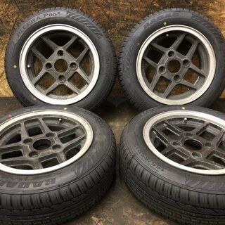 タイヤ新品【RADAR RIVERA PRO 2 155/65R13】夏タイヤ【TOM'S 井桁 イゲタ 13インチ 5.5J4HPCD114.3+45】希少 当時物　(TE526) クレジットカード QR決済可能