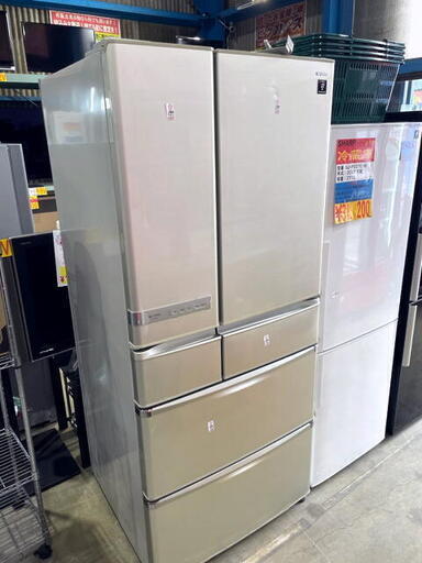 冷蔵庫　SHARP SJ-XF56S-N 560L 2010年製　リーフゴールド　6ドア　フレンチドア　プラズマクラスター搭載