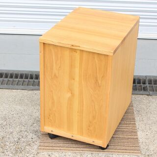 T086) ☆美品☆ 無印良品 デスクキャビネット 2段 キャスター付き タモ