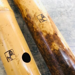 容山作 尺八 70cm 2印 歌口金縁 藤巻き銀三線