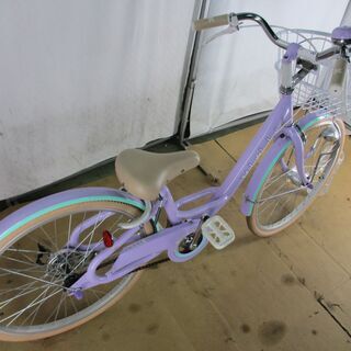 22インチ 美品 子供自転車 パープル LEDオートライト B303