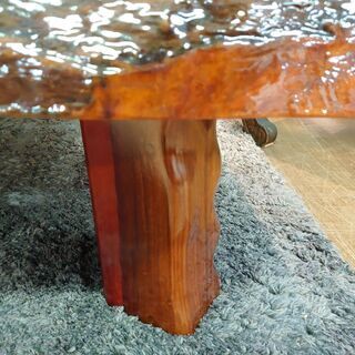 愛品倶楽部柏店】花梨 一枚板座卓 ガラス天板付き【店舗