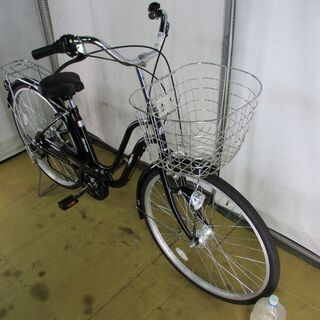自転車 26インチ 美品 マルイシ ママチャリ CHERBOURG 黒 LEDオート 
