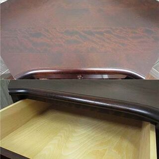 ss2494　北海道民芸家具　コーナーデスク　イス付き　天然木 　ワークデスク　引出1杯　棚板付き　L字　三角　角　机 　木製　書斎　重厚感　インテリア　民芸家具