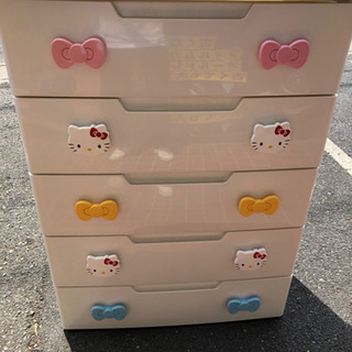 ハローキティ　4段チェスト　レア 引取り可】ハローキティ サンリオ キティちゃん 木製チェスト