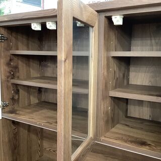 トレファク花小金井店】3枚扉レンジボード/ブラウンレンジボード/食器