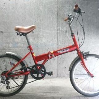 ⑥中古　折りたたみ電動自転車/20インチ/7段変速/赤色 アイジュサイクル 折りたたみ自転車 20インチ シマノ製 6段ギア