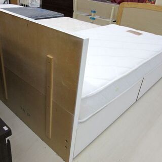 シングルベッド 幅98×奥202.5×高85㎝ 2つ収納付き エナメル