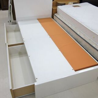 シングルベッド 幅98×奥202.5×高85㎝ 2つ収納付き エナメル
