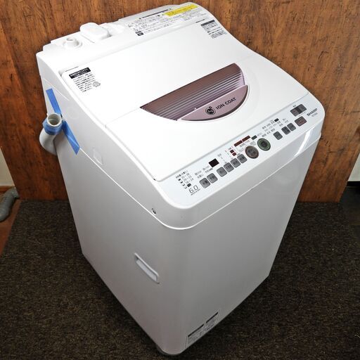 J0057 全自動洗濯機 6K シャープ ES-TG60L-P 2014年製 中古 J0057