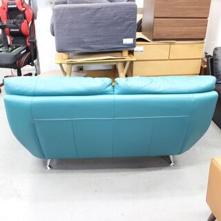 T123) Leatherworld レザーワールド ソファ 本革 2人掛 ワイド ライト