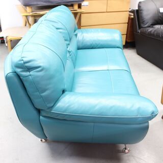 T123) Leatherworld レザーワールド ソファ 本革 2人掛 ワイド ライト