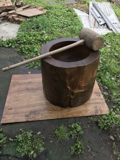 臼　杵　もち米炊く鍋（？）セット
