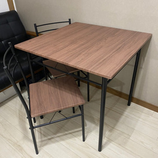 【美品】カフェテーブル　木目調　椅子2脚セット  