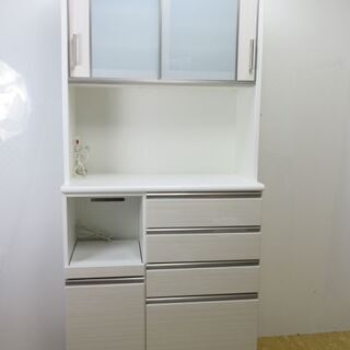【ネット決済・配送可】jtp-0181　家電ボード　白　食器棚　...