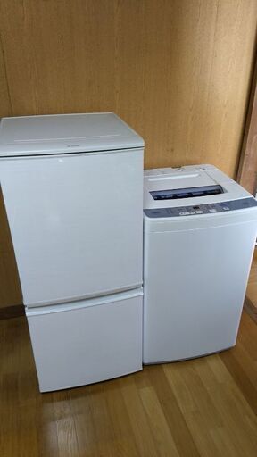 ！！取引決定！！6日配達☆★高年式2017セット☆洗濯槽も清掃済み♪SHARP137L冷蔵庫とAQUA6kg洗濯機☆★☆